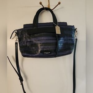 Coach Bleecker Embossed Woven Black and Purple Women's Bag